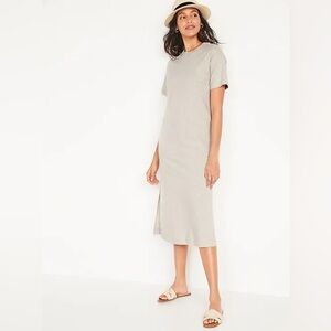 Old Navy Vintage Midi T Shirt Dress - Tan/Wish Bone